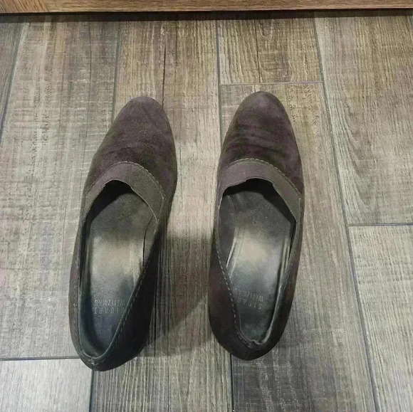 Stuart Weitzman Wedge Loafers Womens Size 8.5 Brown Suede Slip On Platform Shoes - Picture 3 of 8